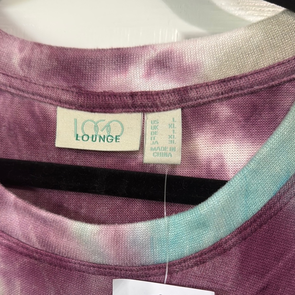 LOGO by Lori Goldstein Oversized Purple and Blue 3/4 Sleeve Tee - Picture 2 of 3